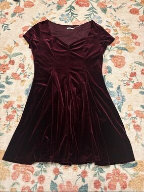 Kimchi Blue Maroon Velvet Mini Dress